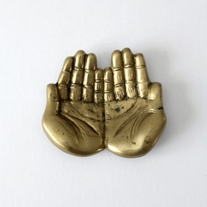 vintage brass cupped hands sculpture