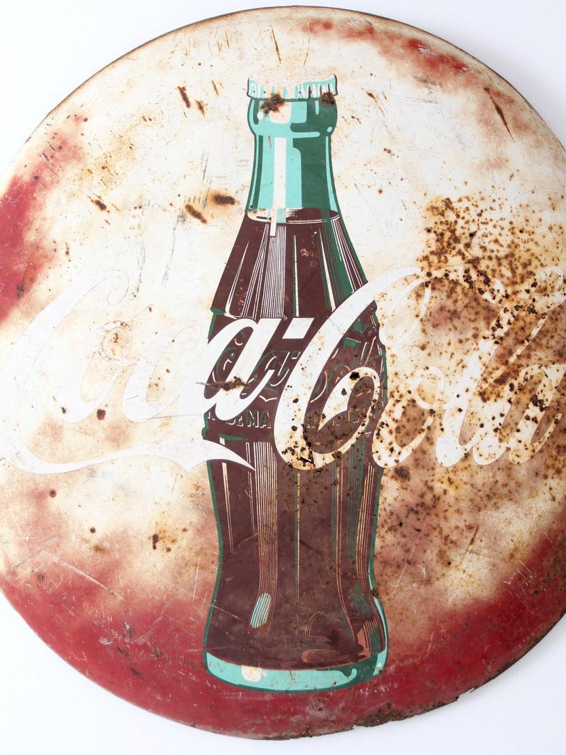 Vintage Coca-cola Button Sign - Etsy