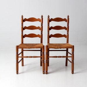 antique ladder back rush seat chairs pair