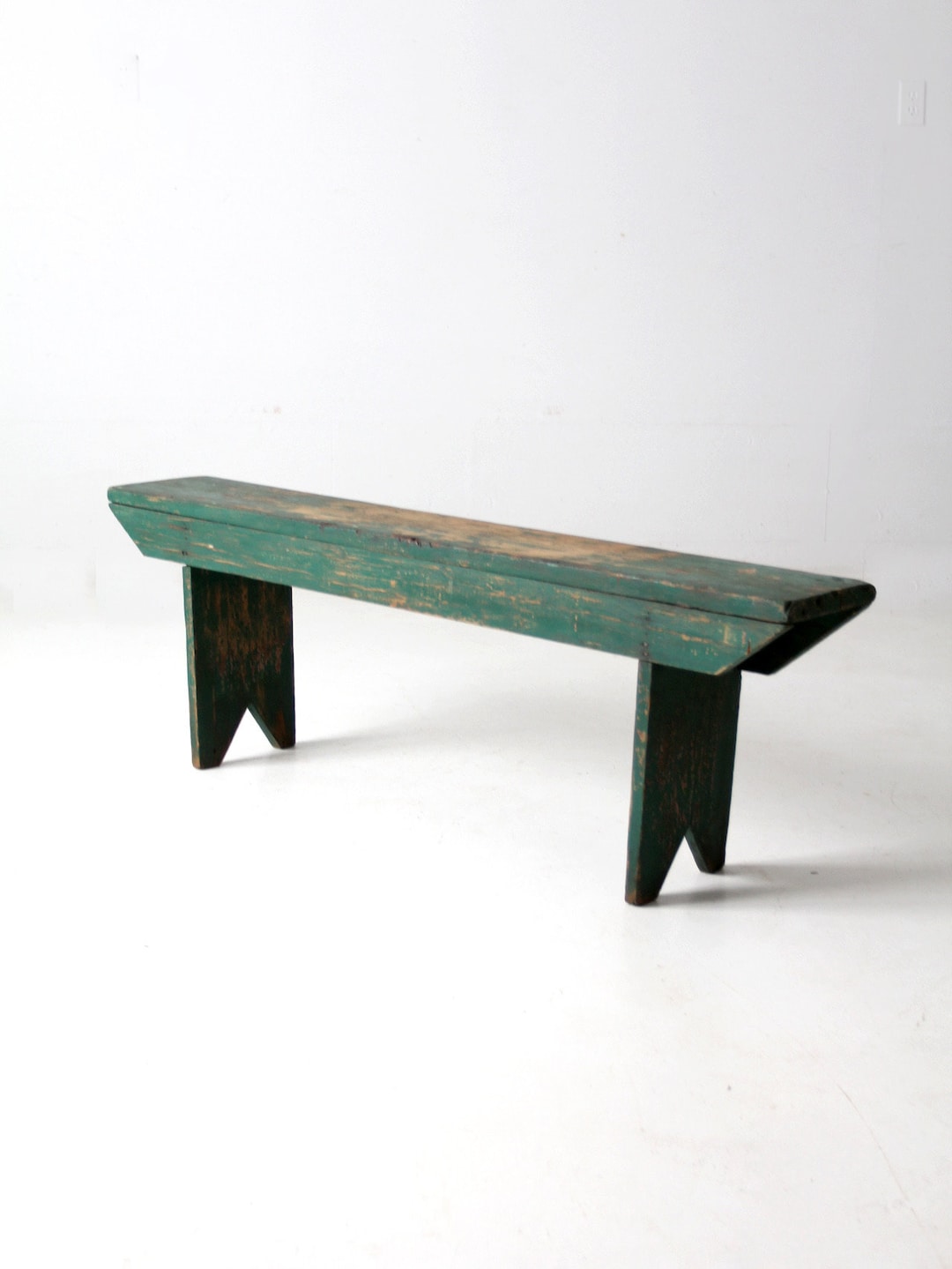 Antique Wooden Bench, Green Farmhouse Bench - Etsy