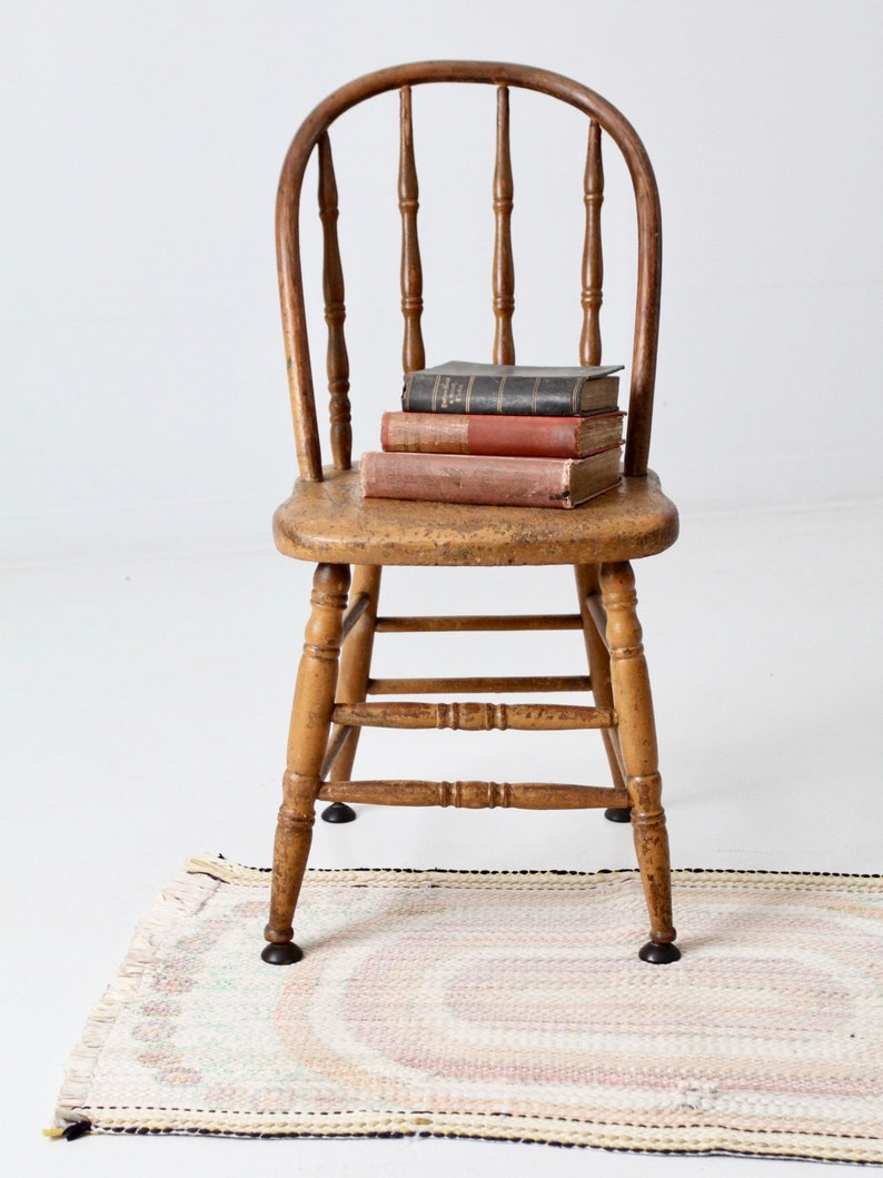 vintage wood spindle back chair, painted kitchen chair image 2