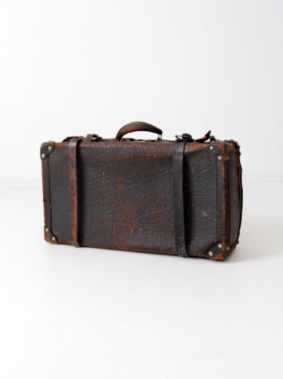 antique leather suitcase - image 4