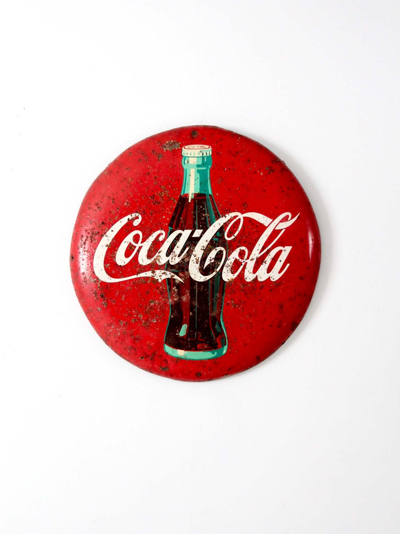 Vintage 1950s Coca-Cola red button sign - Etsy.de