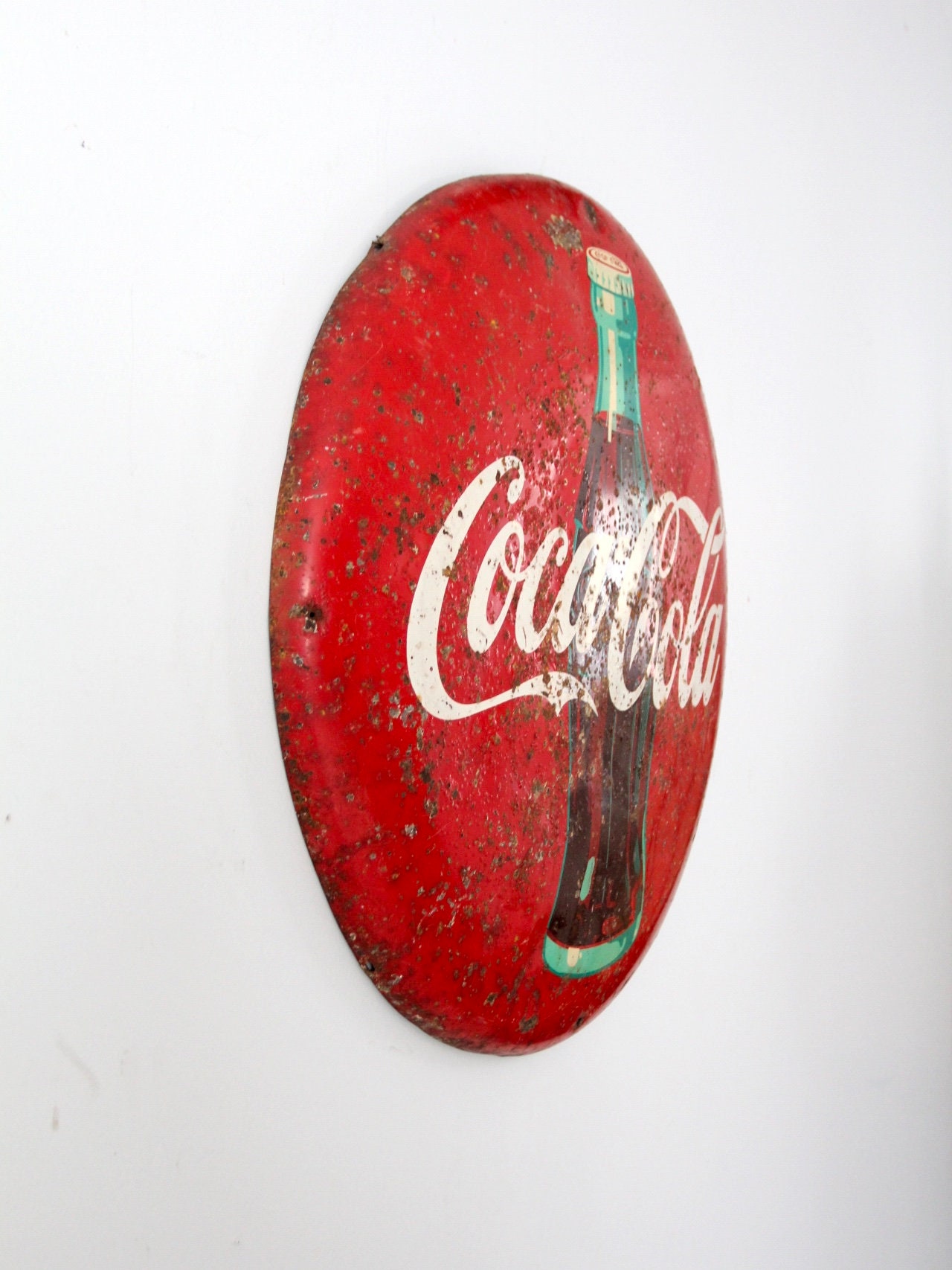 Vintage 1950s Coca-cola Red Button Sign - Etsy Hong Kong
