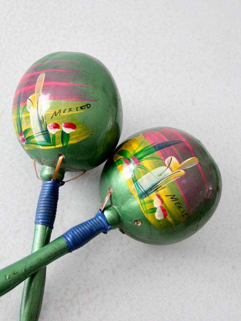 vintage Mexican maracas, souvenir decor image 4