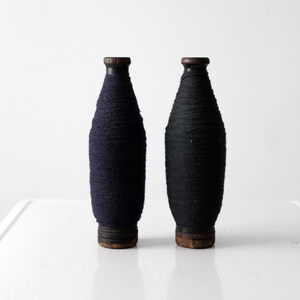 antique spools, pair wood spools with thread