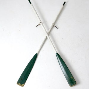 vintage painted wooden oars pair