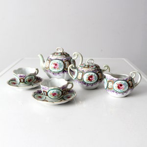 antique floral porcelain tea set - 7 piece