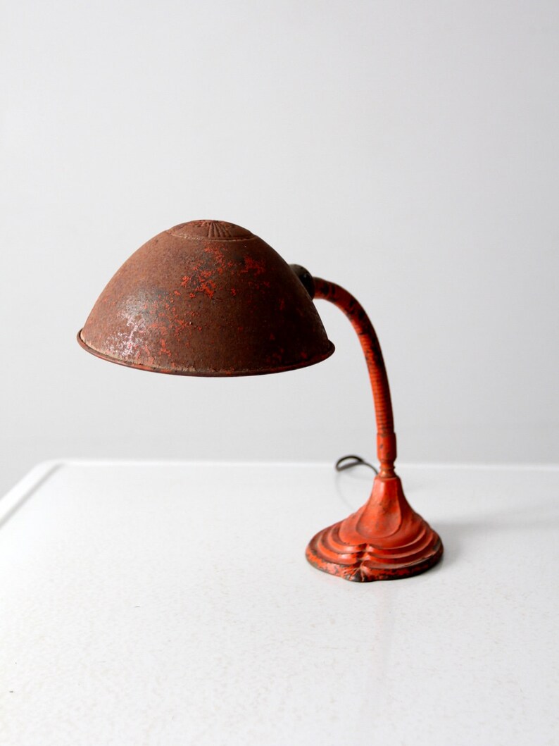 vintage red gooseneck desk lamp image 3