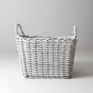 vintage large white storage basket image 6