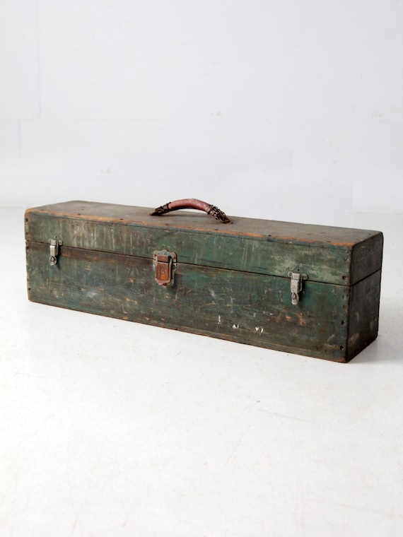 Vintage Green Wood Tool Box - Etsy