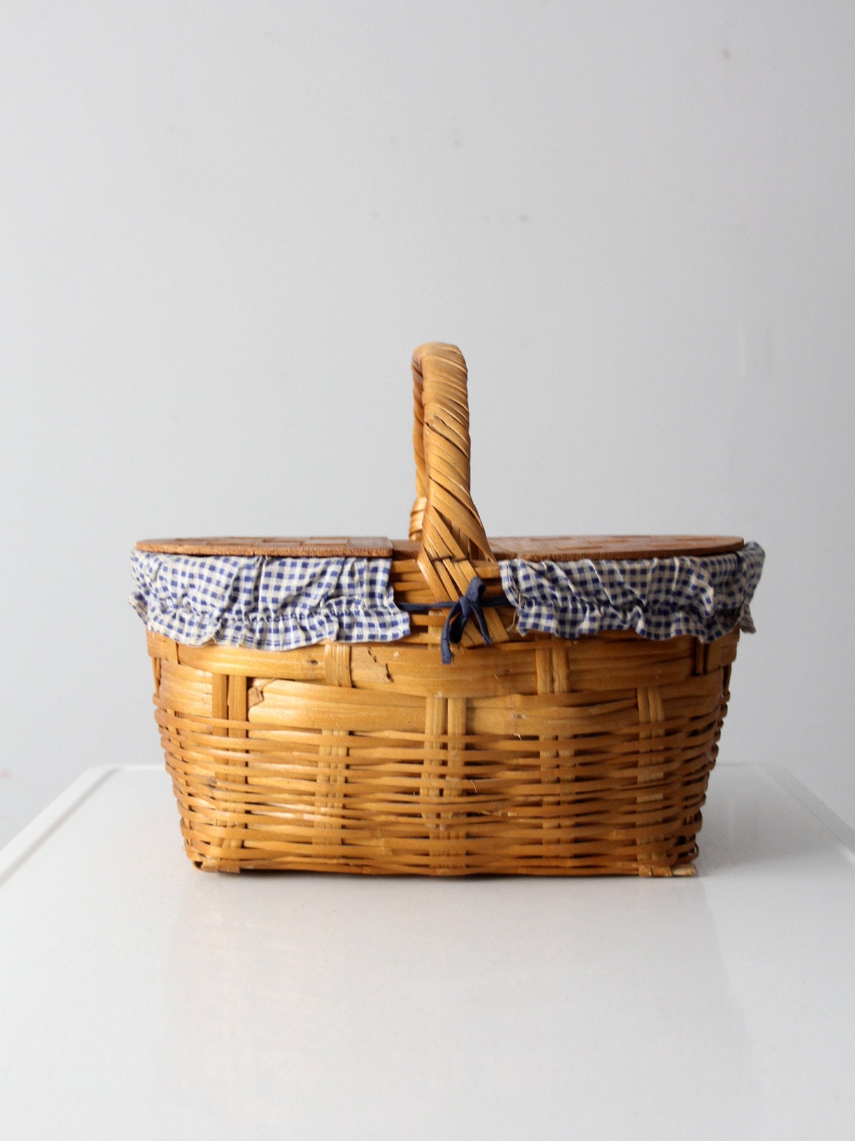 美品　Vintage picnic basket Vintage Picnic Basket With Lining - Etsy