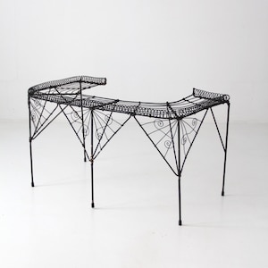 Victorian black wire plant stand - demilune riser