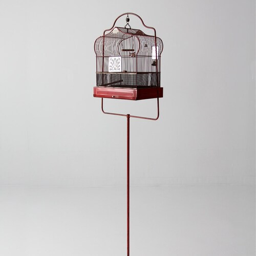 Antique Bird Cage With Stand Red Crown Birdcage Decorative Etsy