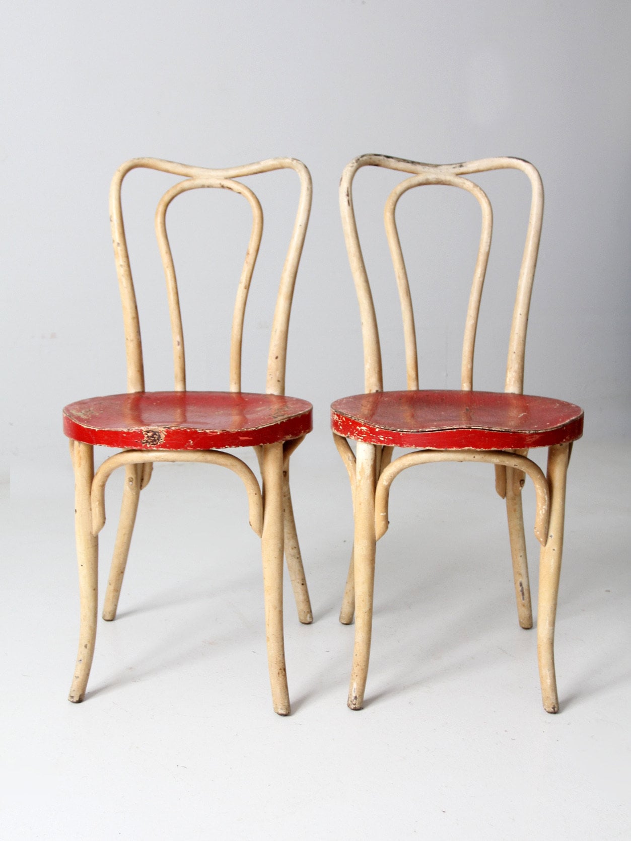 最終SALE✨Bentwood Café Chair ビーチ曲木椅子　2Pset Antique Painted Bentwood Cafe Chairs Pair - Etsy