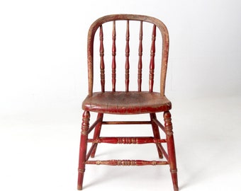 antique Windsor chair, painted spindle back wood chair