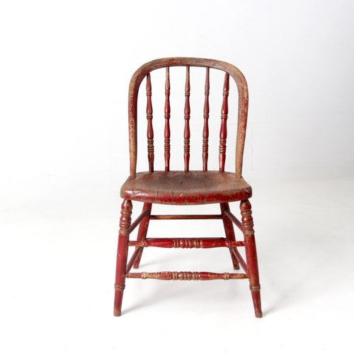 Antique Spindle Back Chair Farmhouse Bow Back Windsor Chair Etsy