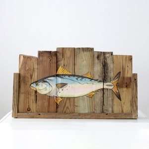 vintage rustic folk art painted fish sign image 5