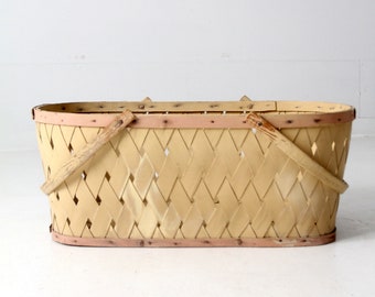 antique painted splint weave basket