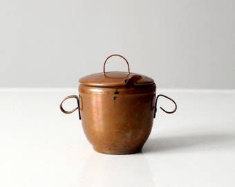 vintage copper sugar bowl or honey pot