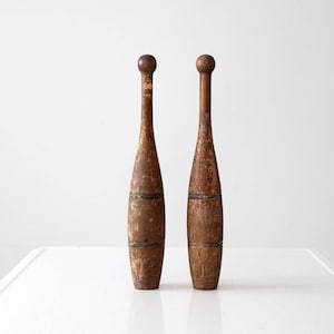 antique wooden juggling pins