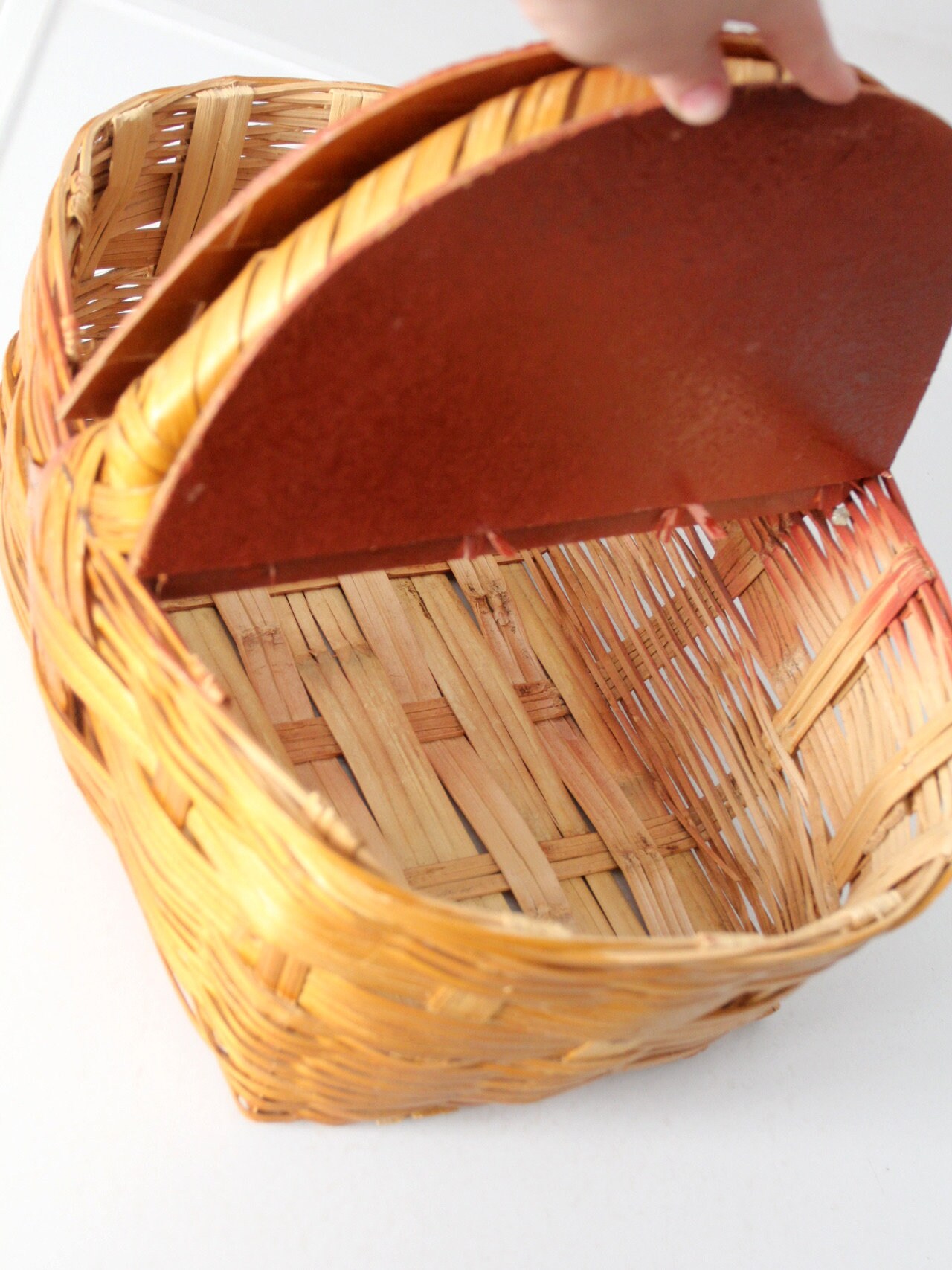 ヴィンテージの編み込みピクニックバスケット - Etsy 日本