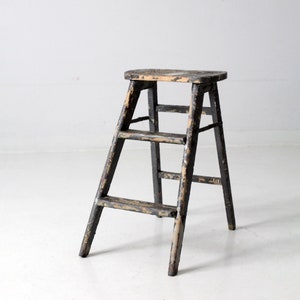 vintage painted wood step ladder