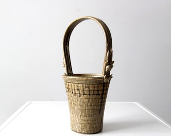 vintage Frank Polizzi pottery basket vase