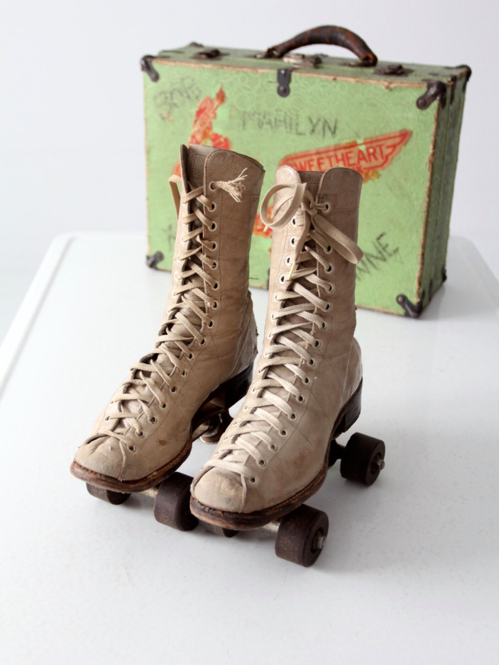 Vintage Chicago roller skates with case 1940s women's Etsy