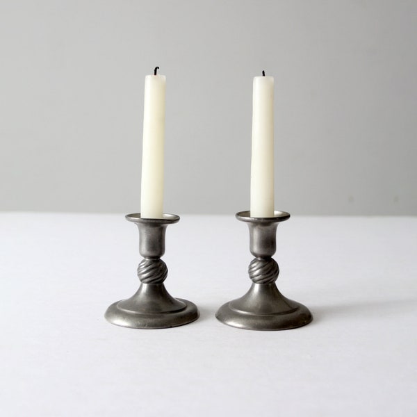 vintage KMD Royal Holland pewter candlestick holders pair