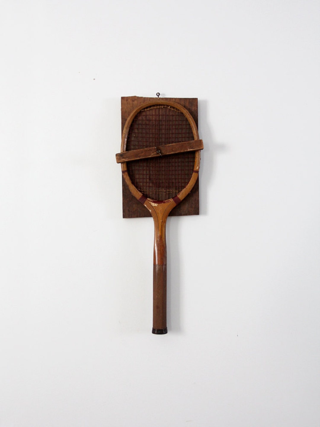 1920s W and D Criterion Tennis Racquet With Primitive Wall Mount