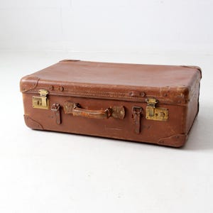 vintage brown leather suitcase