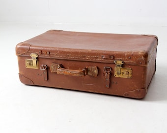 1930年代のブラウンモッククロコダイルのヴィンテージスーツケース