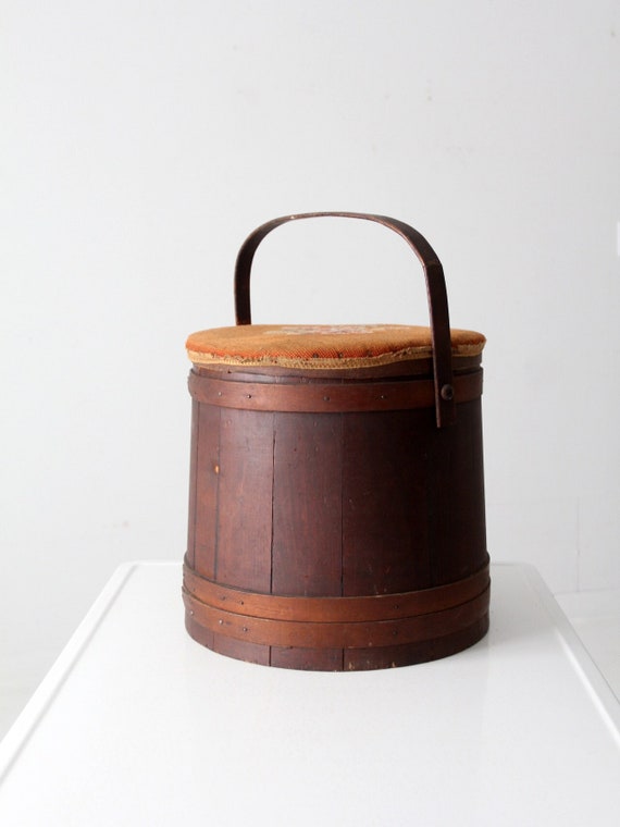 Antique Firkin Sugar Bucket With Needlepoint Lid - Etsy