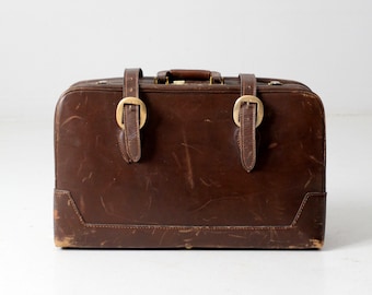 vintage brown leather suitcase