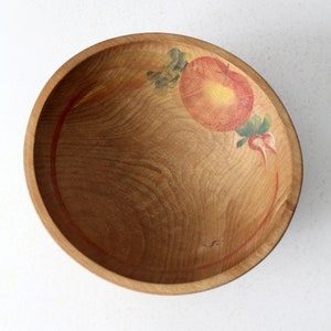 vintage hand-painted footed wood bowl image 6