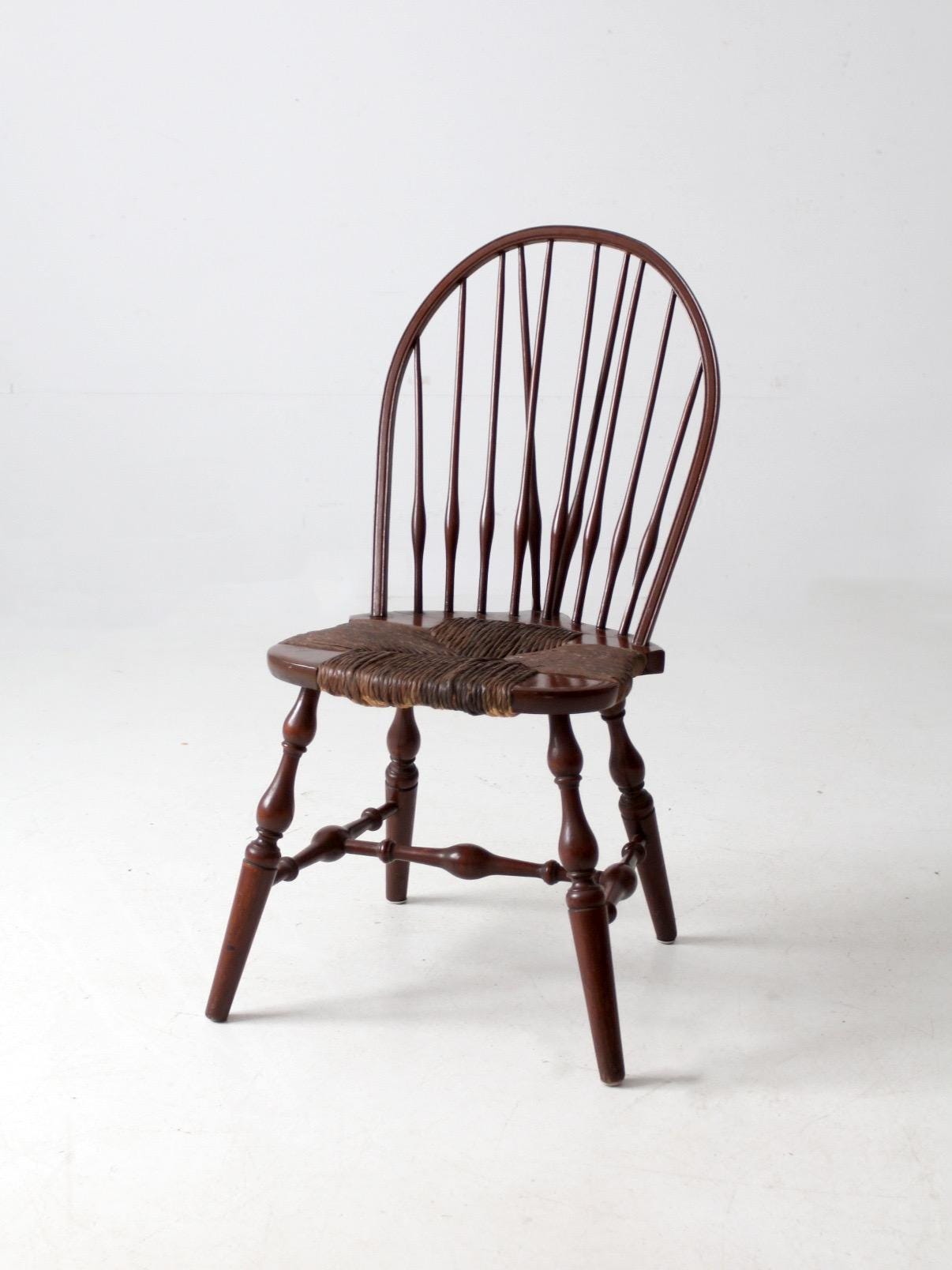 Antique Brace Back Windsor Chair With Rush Seat - Etsy