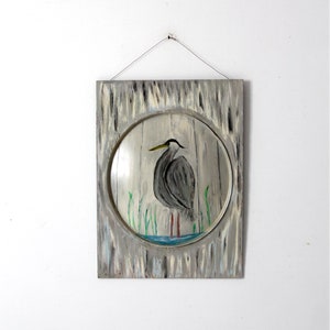 vintage blue heron painting