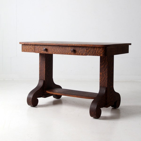 antique quarter sawn oak library table