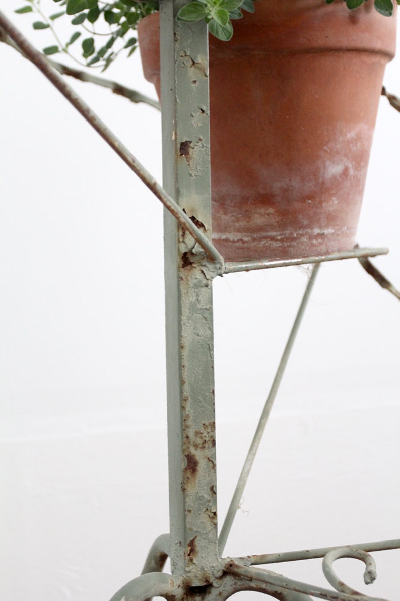 tiered plant stand, vintage metal display riser, garden decor image 5