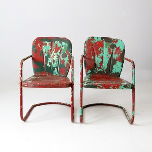 mid-century patio chairs pair
