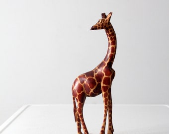 vintage wood carved giraffe