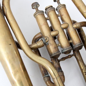 vintage brass horn, baritone musical instrument image 4