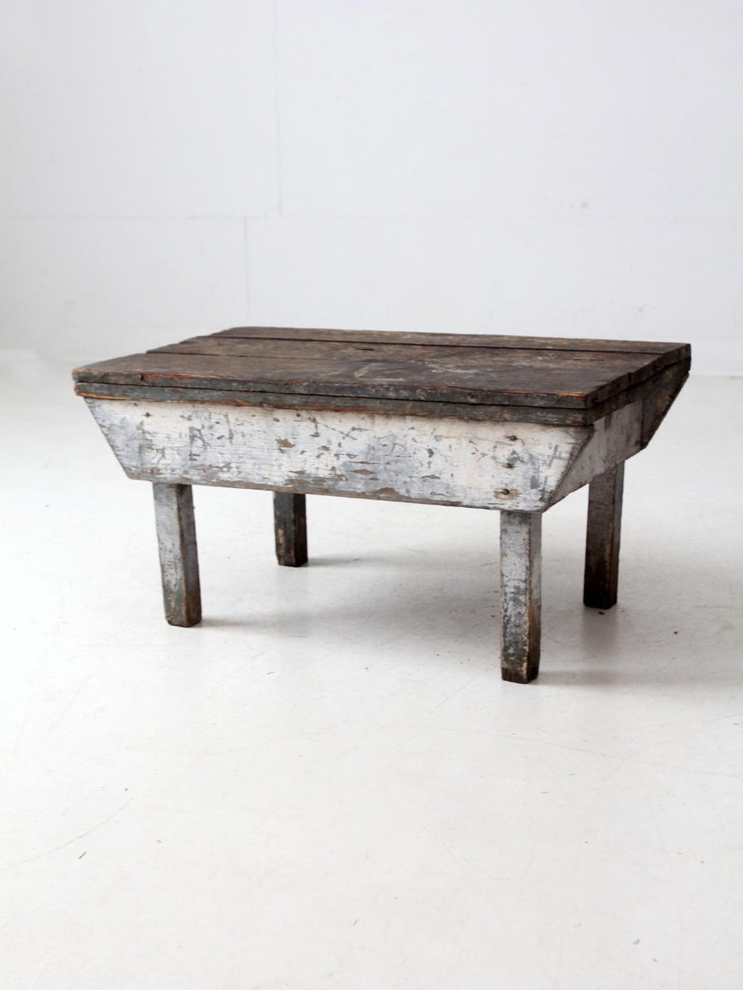 Antique Primitive Painted Wood Bench Stool - Etsy