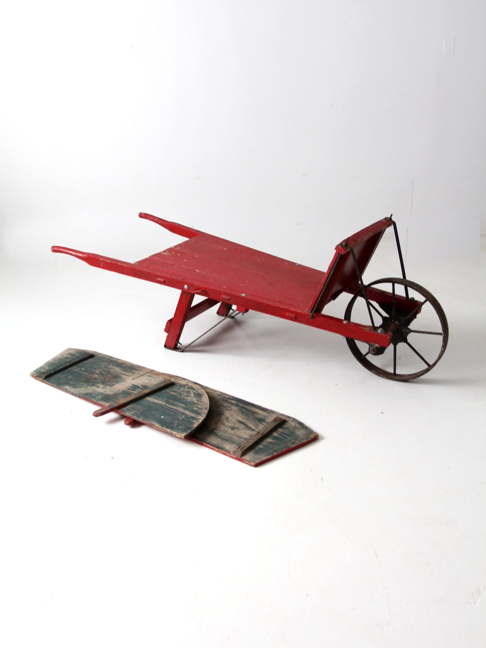 Antique Wooden Wheelbarrow Etsy