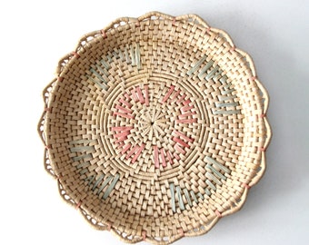 vintage woven basket tray