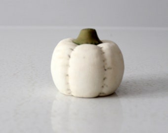 calabaza de cerámica blanca vintage