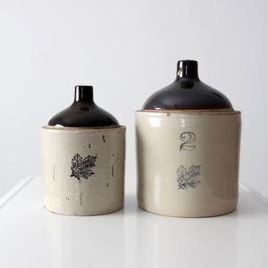 antique Western Stoneware jug set of 2, crock jugs