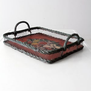 antique hand-painted wood tray