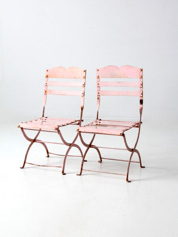 folding chairs pink metal kids garden 